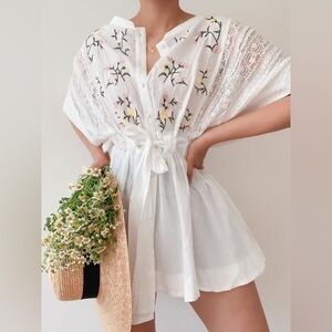 POL Embroidered 100% Cotton Tunic Top